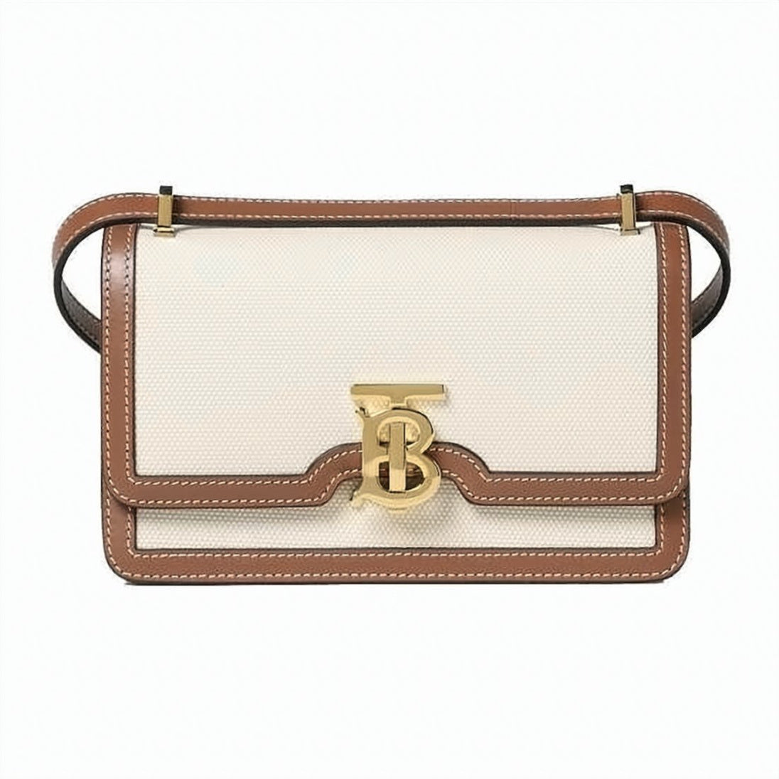 Structured Cream Canvas Crossbody Bag