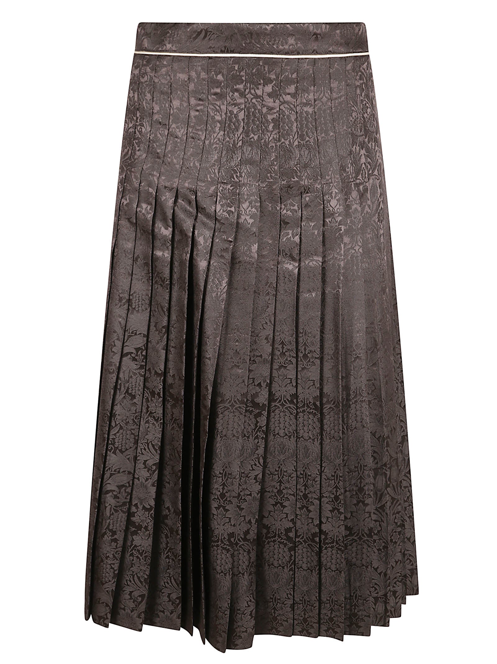 Silk Jacquard Wrap Skirt With Front Pleats