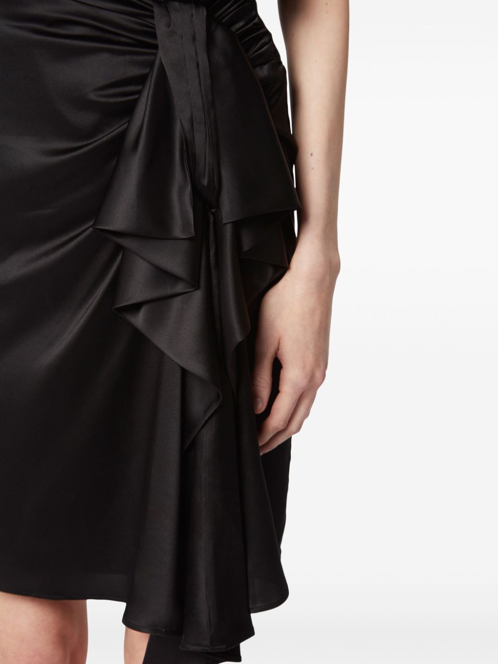 High-Waisted Asymmetric Silk Blend Mini Skirt