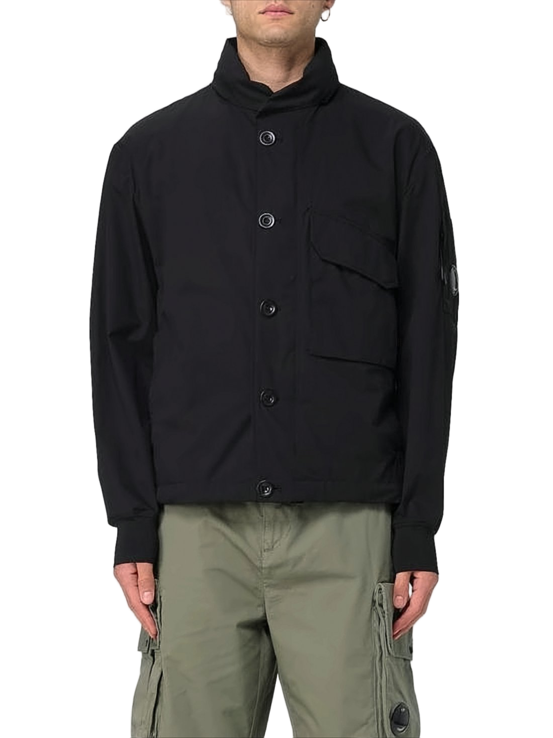 Minimalist Black Jacket with High Collar