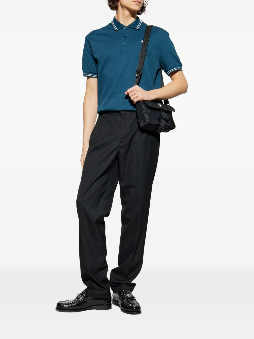 Silk-Nylon Blend Polo Shirt with Contrasting Details