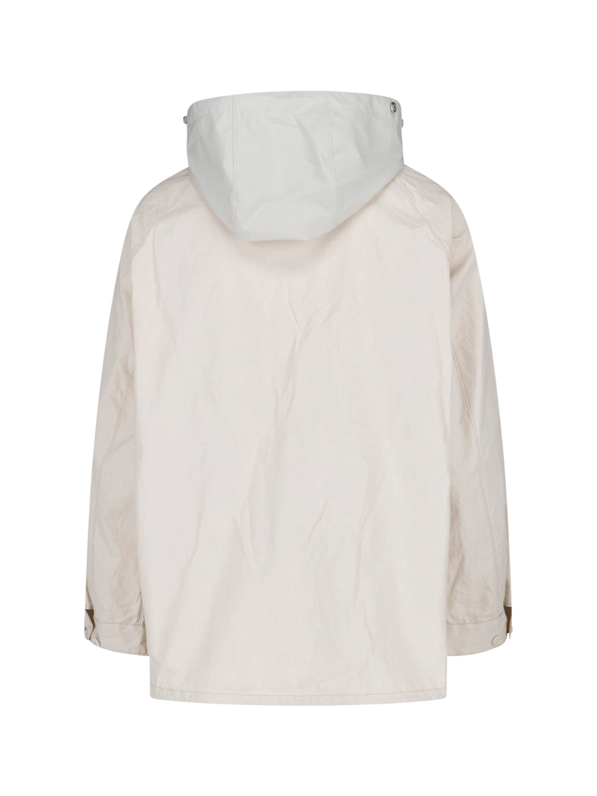 White Technical Linen Hooded Waterproof Jacket