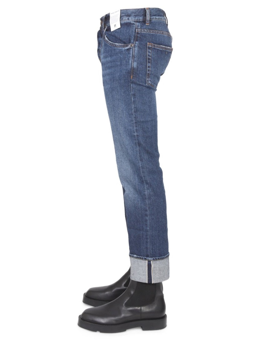 Medium Blue Washed Twill Jeans