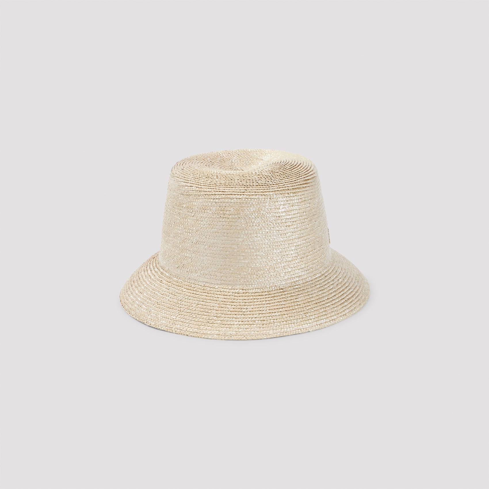 Straw Bucket Hat With Rounded Crown