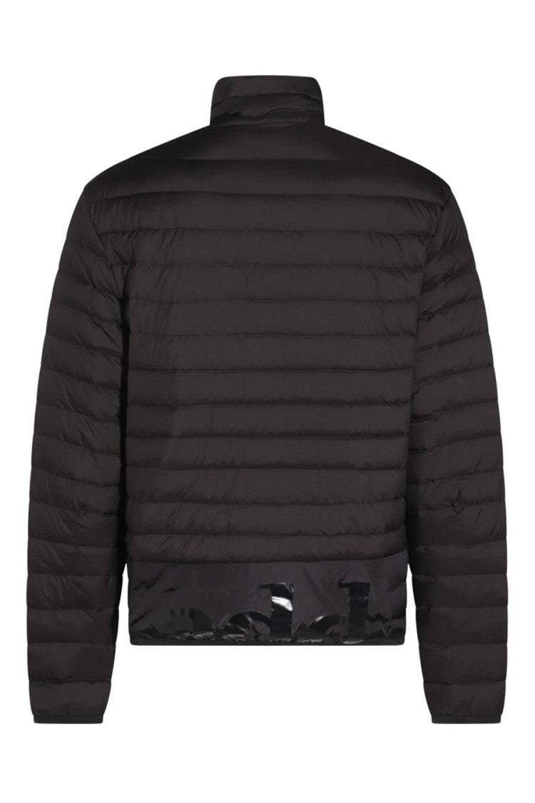 Quilted Black Jacket With High Collar
