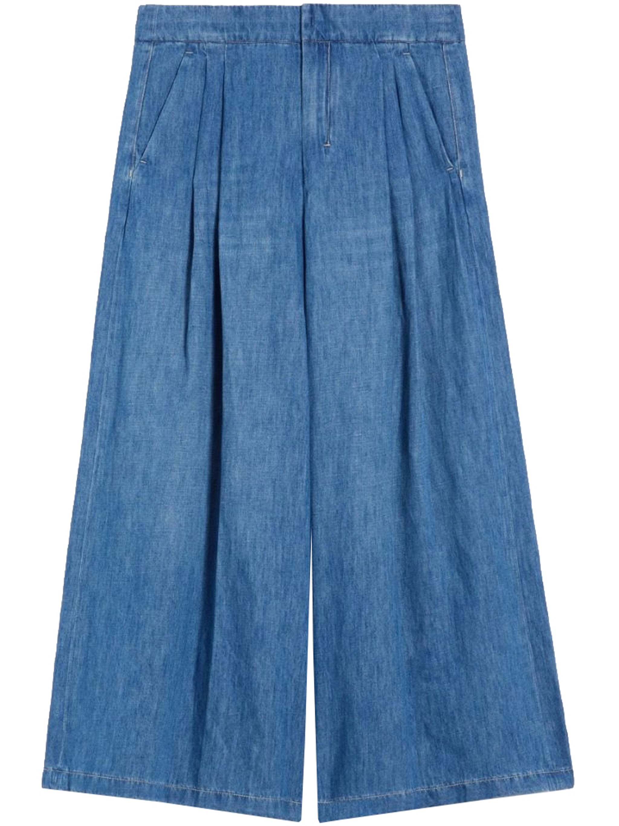 Blue Smmnastr Wide-Leg High Denim Culottes