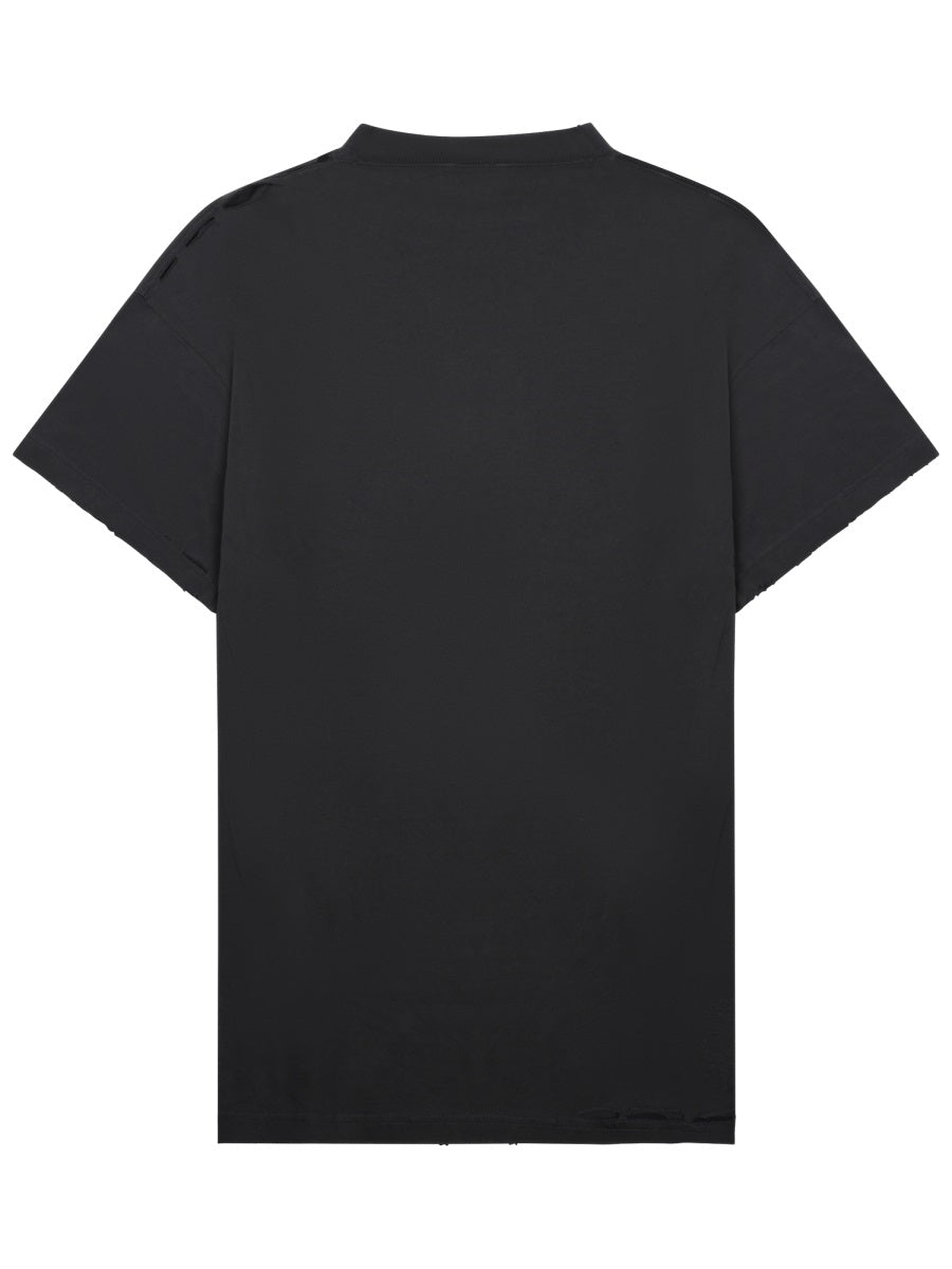 Oversized Black T-Shirt With Eye Chart Print