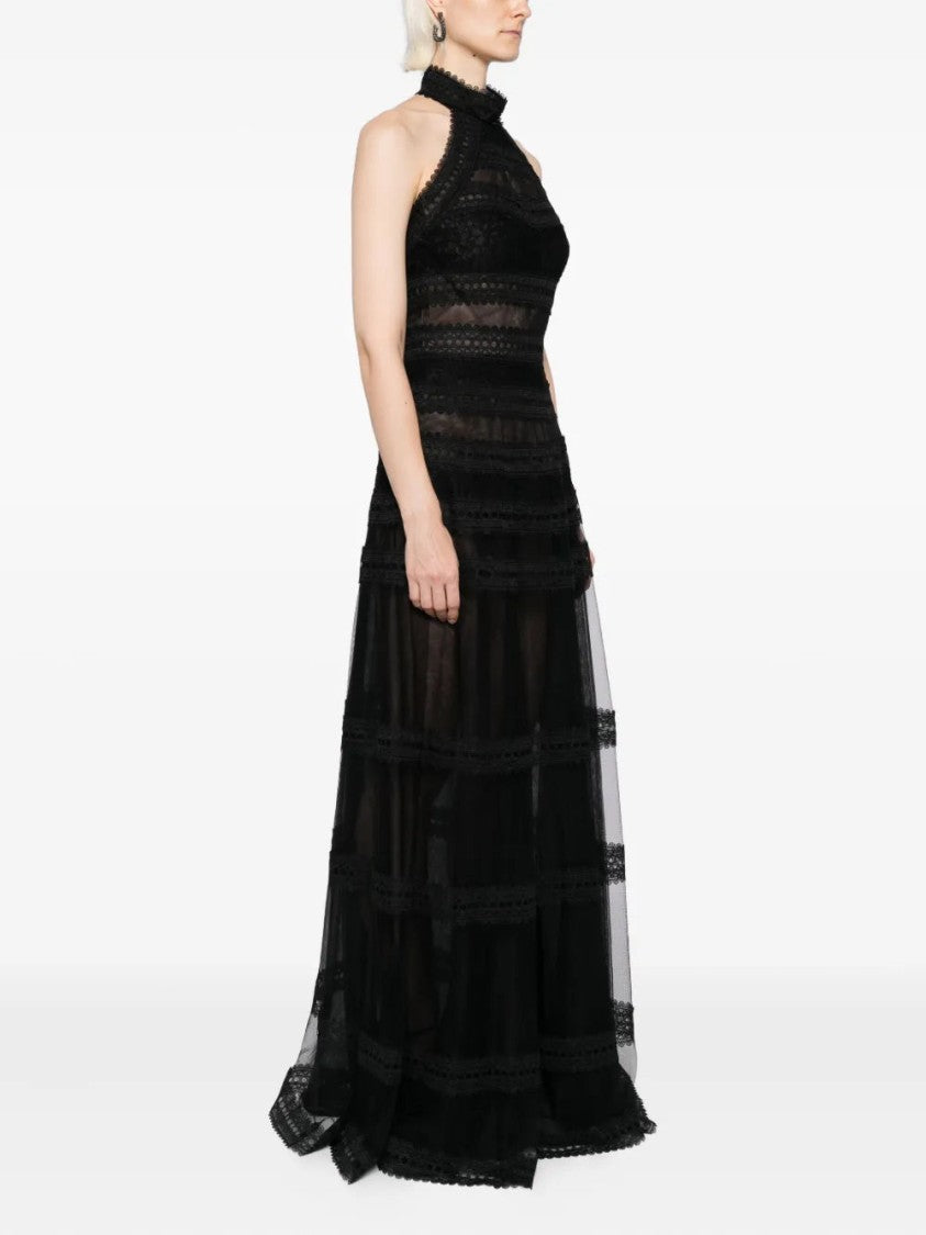 Lace Striped Long Dress