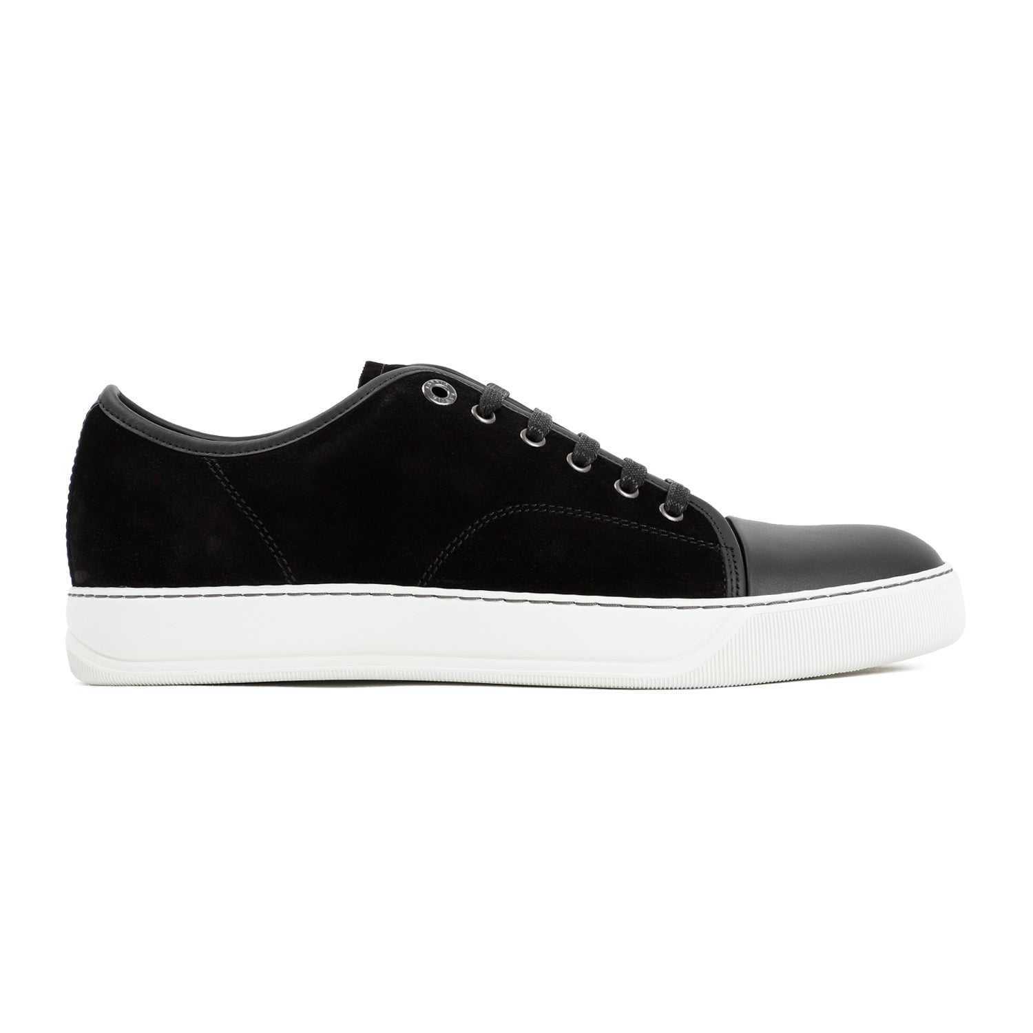 Calf Leather Sneakers with Suede Finish and Lace-Up Design