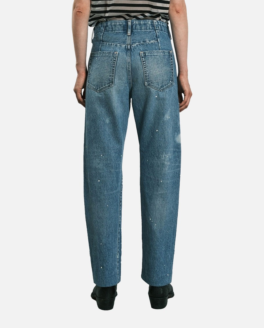 Straight Jean Trousers With Faded Blue Wash