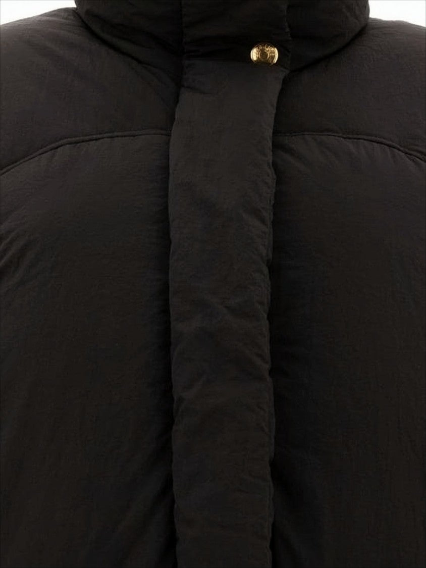 Cropped Black Puffer Jacket with Oversized Sleeves