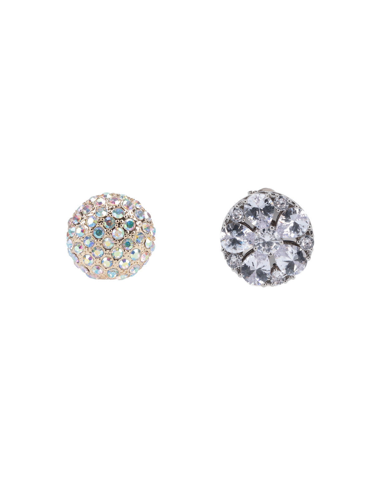 Multicolor Crystal-Embellished Oval Earrings with Retro Closure