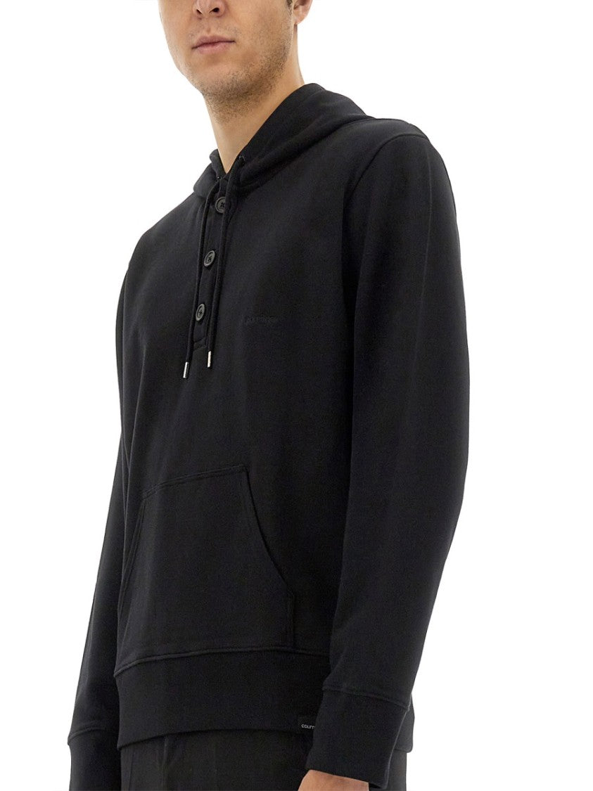 Relaxed Black Hoodie With Drawstring Hood