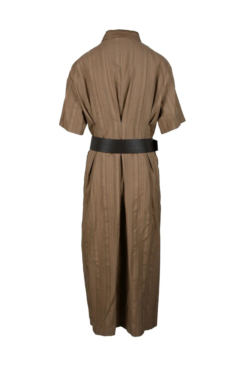 Cotton Silk Chemise Dress - Brown