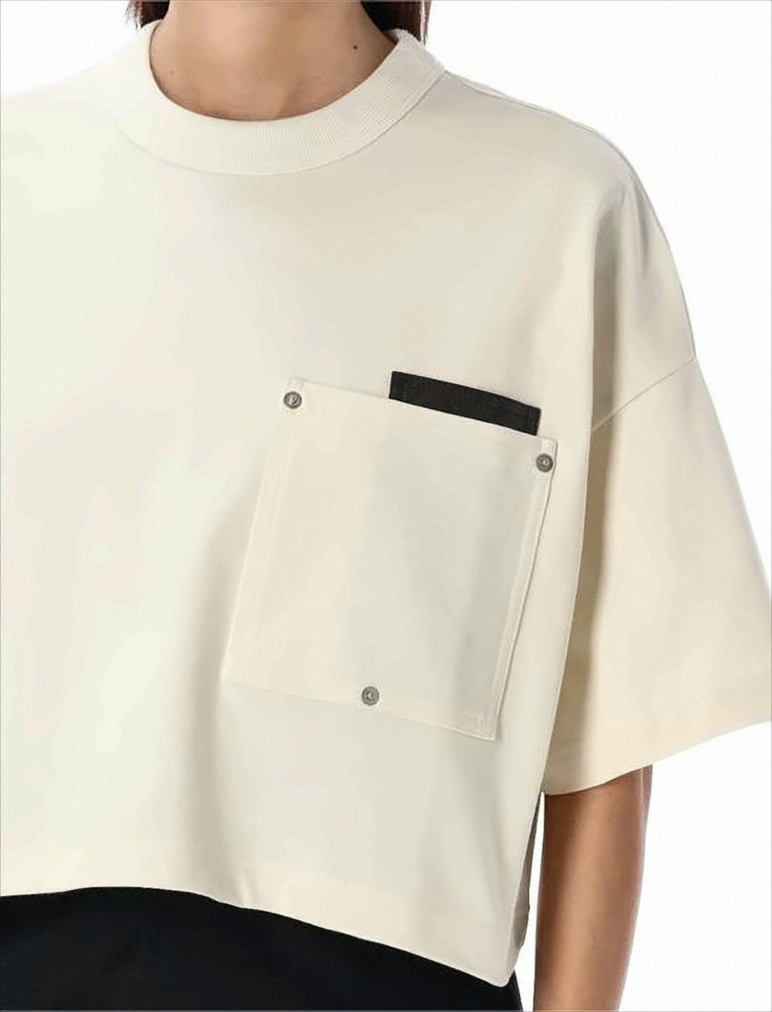 Cropped Short-Sleeve Top With Boxy Silhouette And Signature Pocket