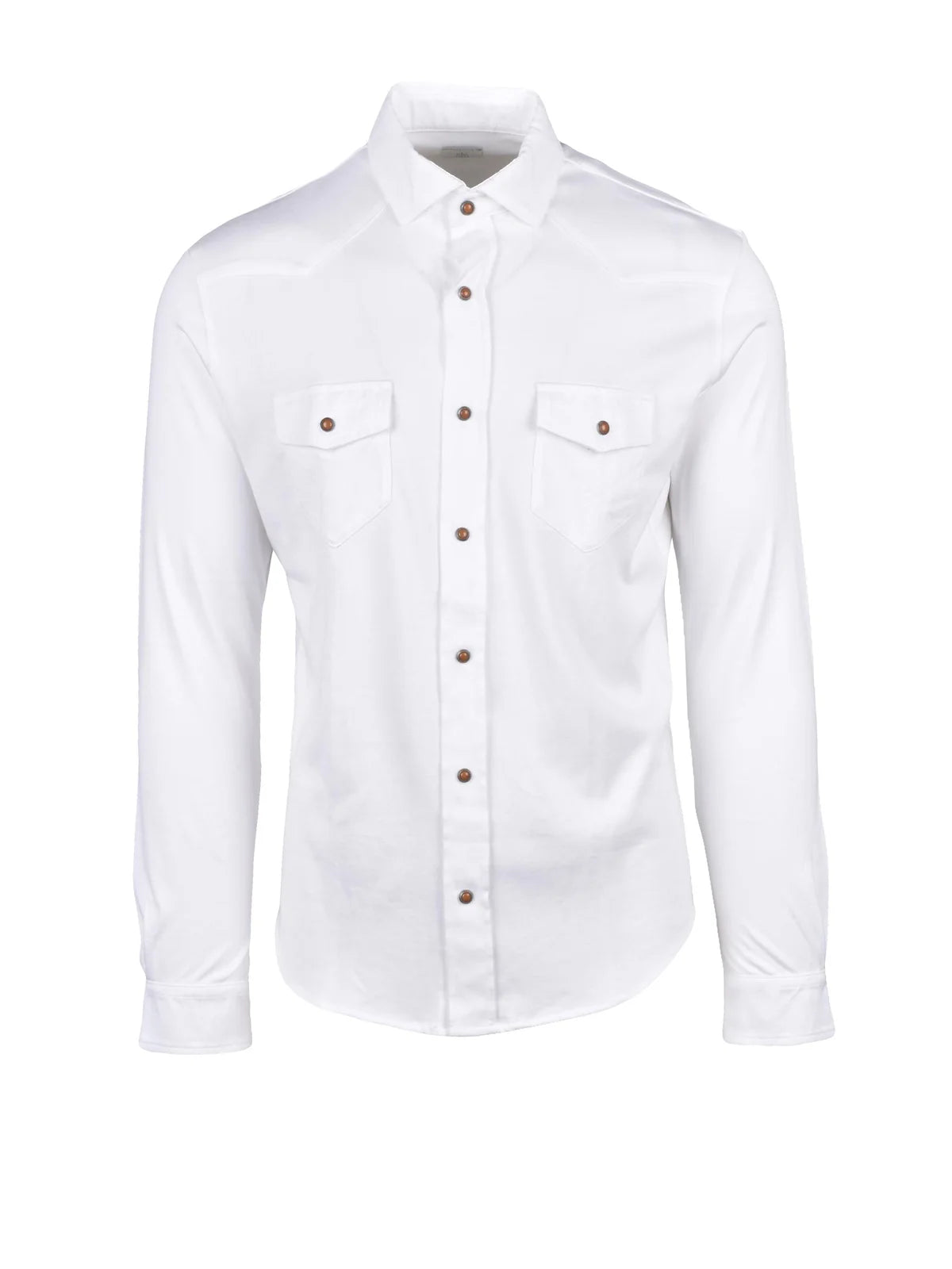 White Cotton Snap Buttons Men Shirt