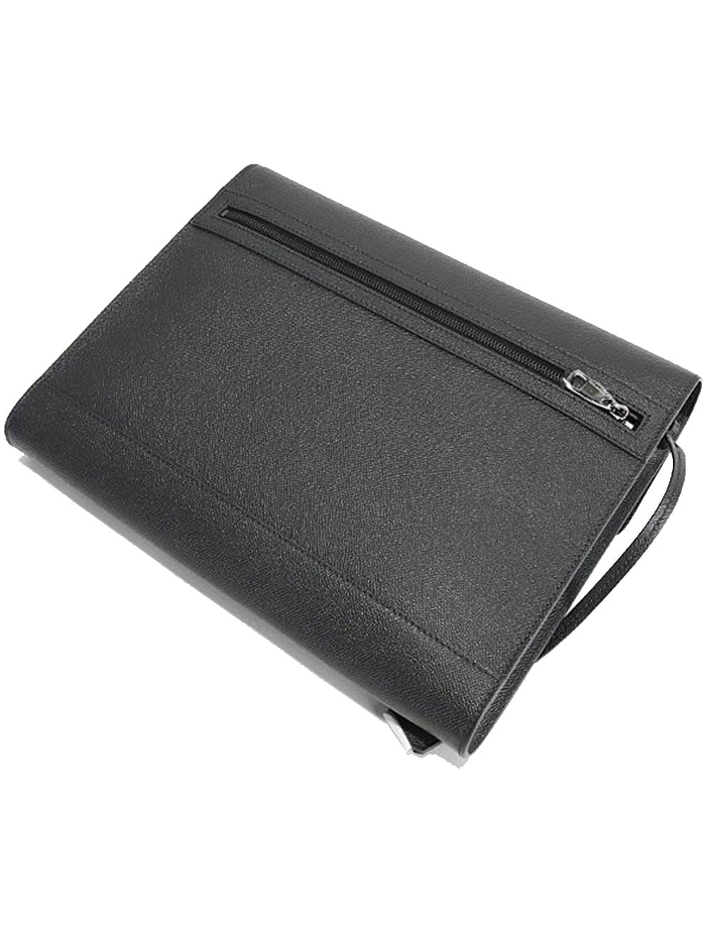 Black Rectangular Leather Metal Buckle Briefcase