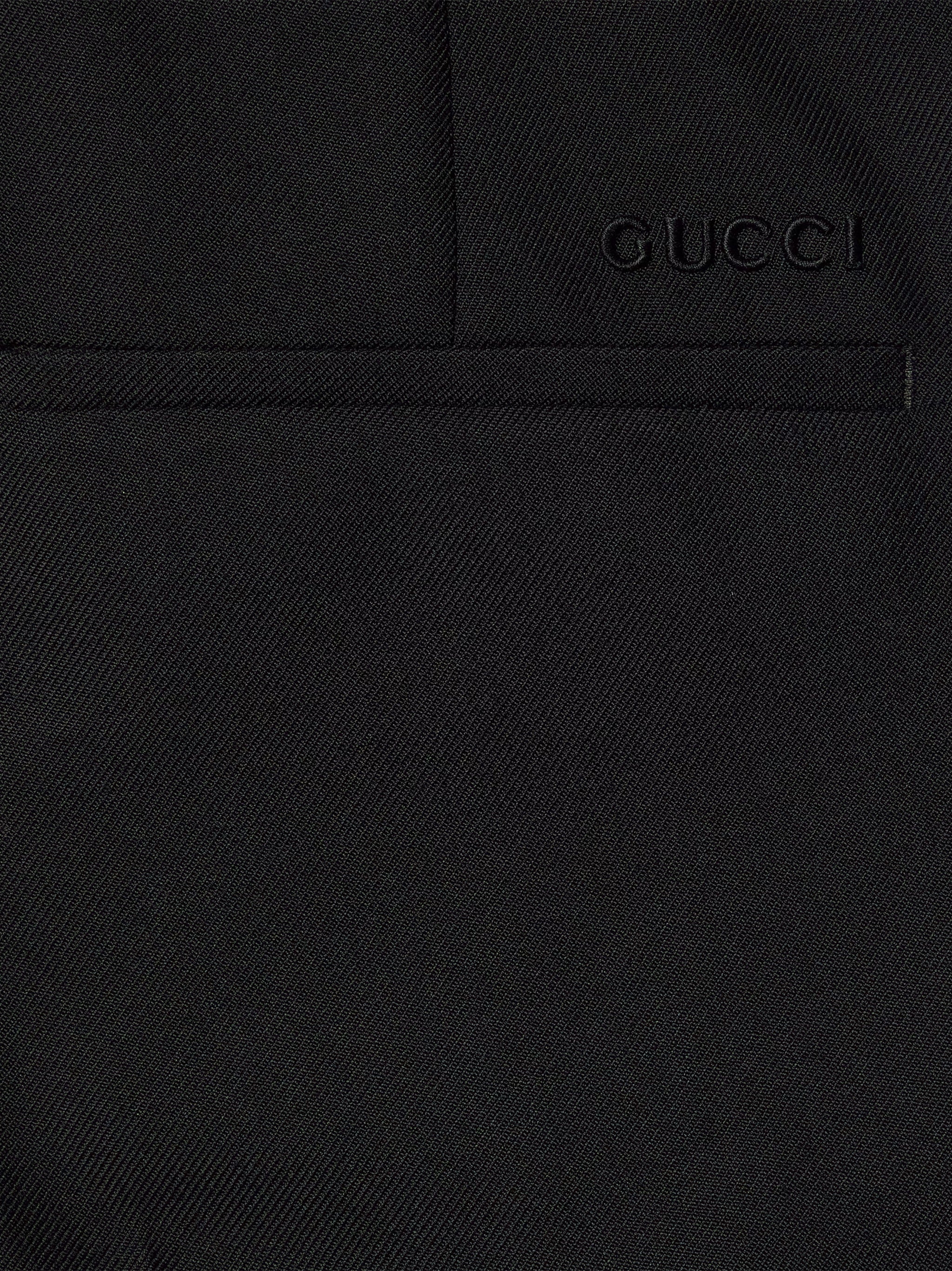 Black Tailored Wool Blend Twill Trousers