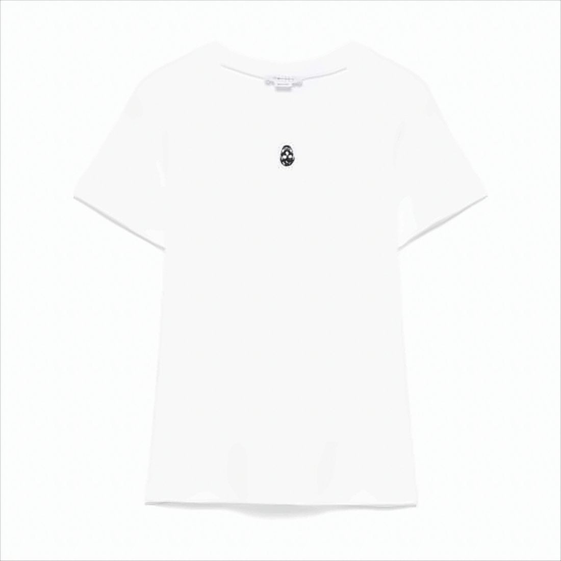 Minimalist White Cotton T-Shirt with Skull Emblem