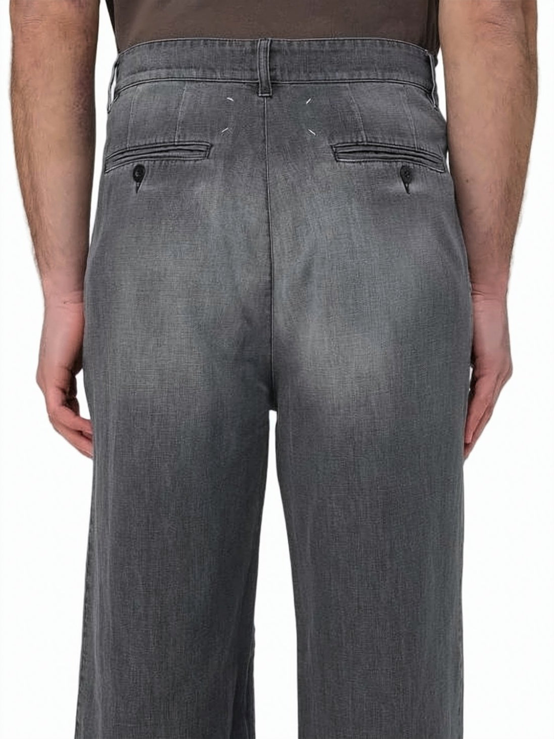 Grey Slightly Faded Straight-Leg Cotton Jeans