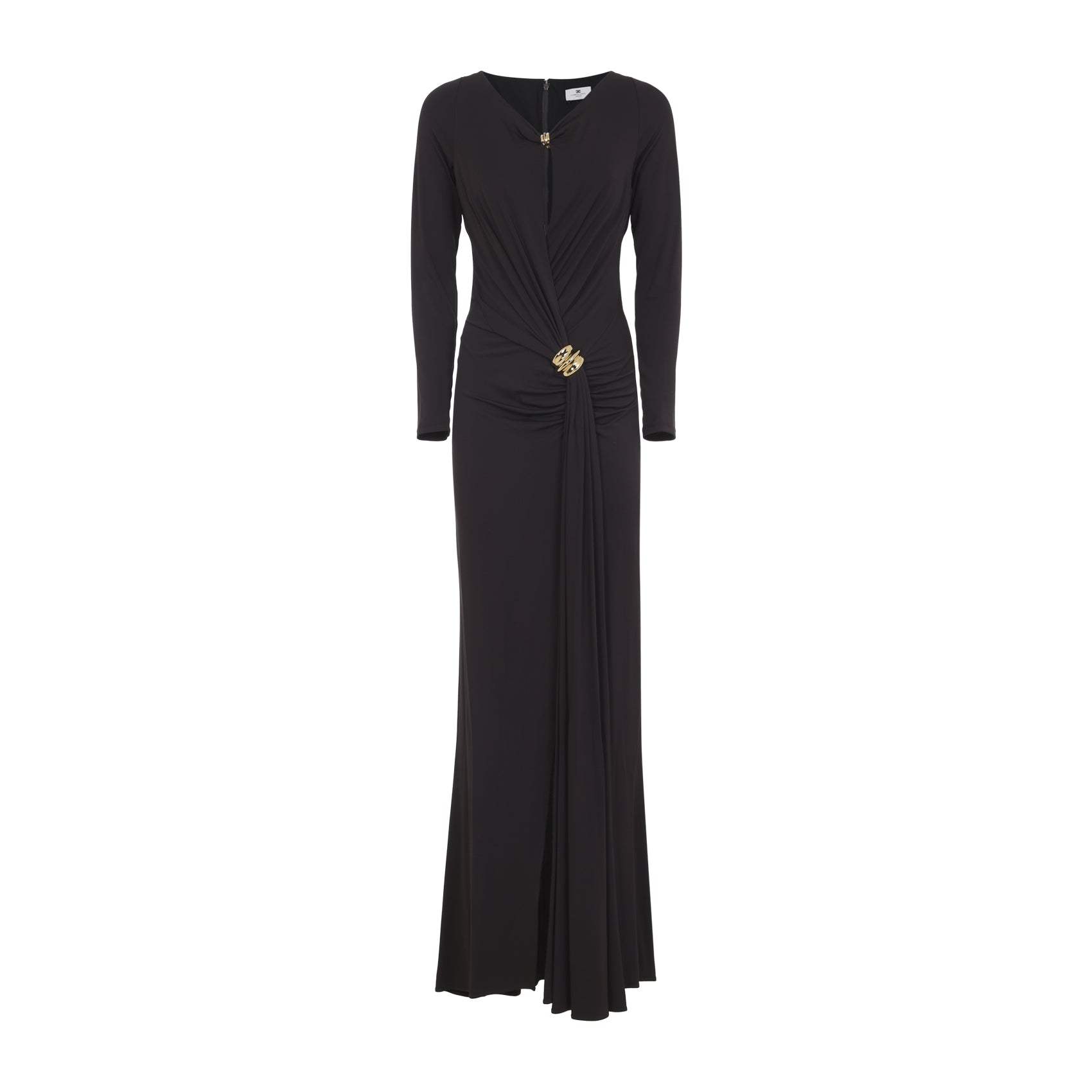 Fitted Floor-Length Dress With Draping