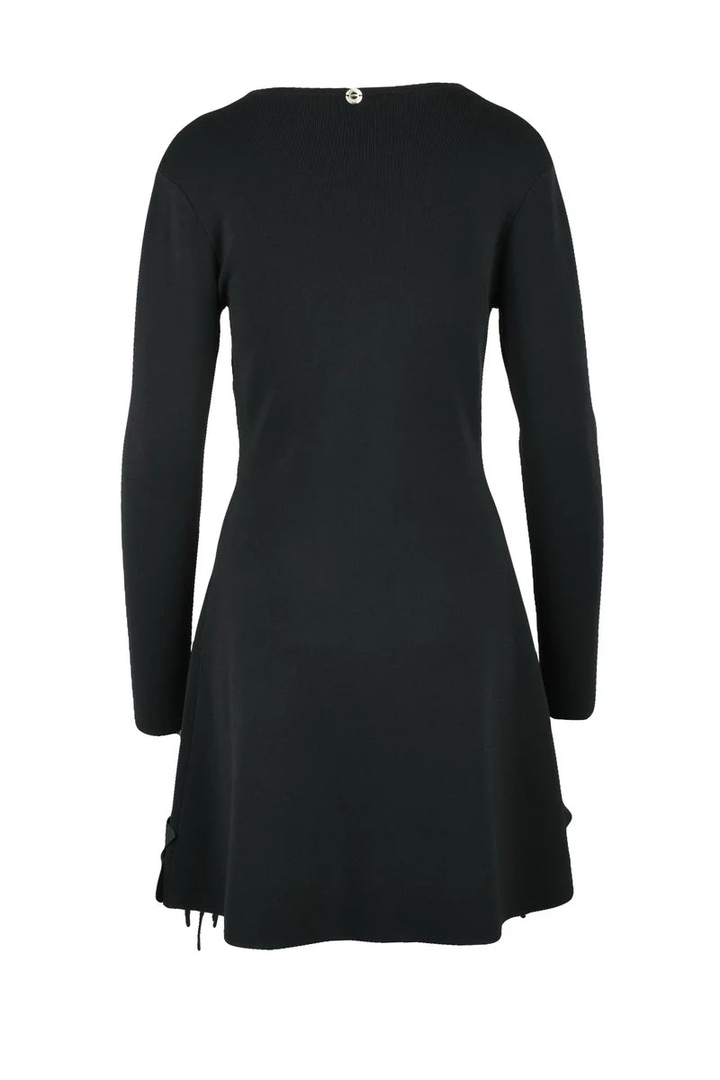 Knitted Flared Dress - Black