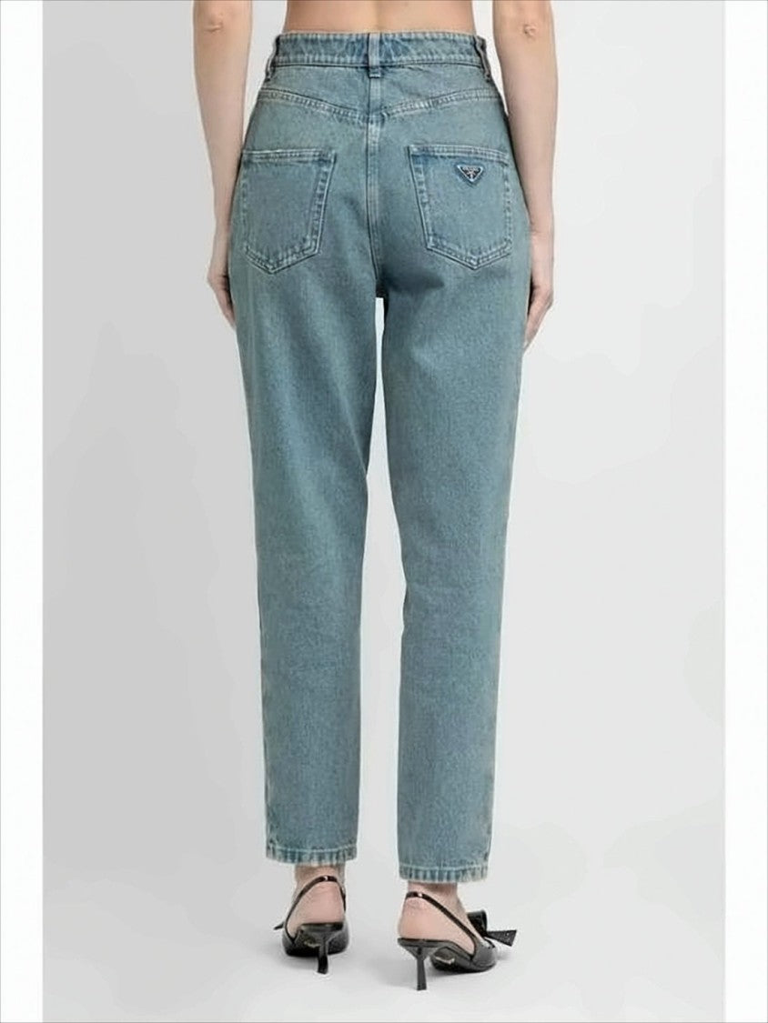 High-Waisted Tapered Denim Pants