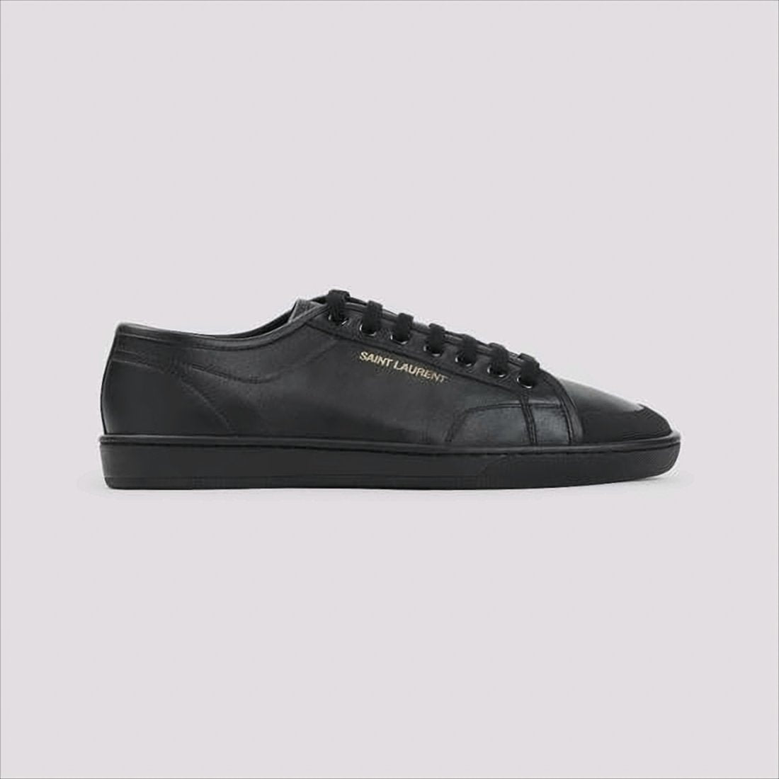 Minimalist Black Calf Leather Low-Top Sneakers