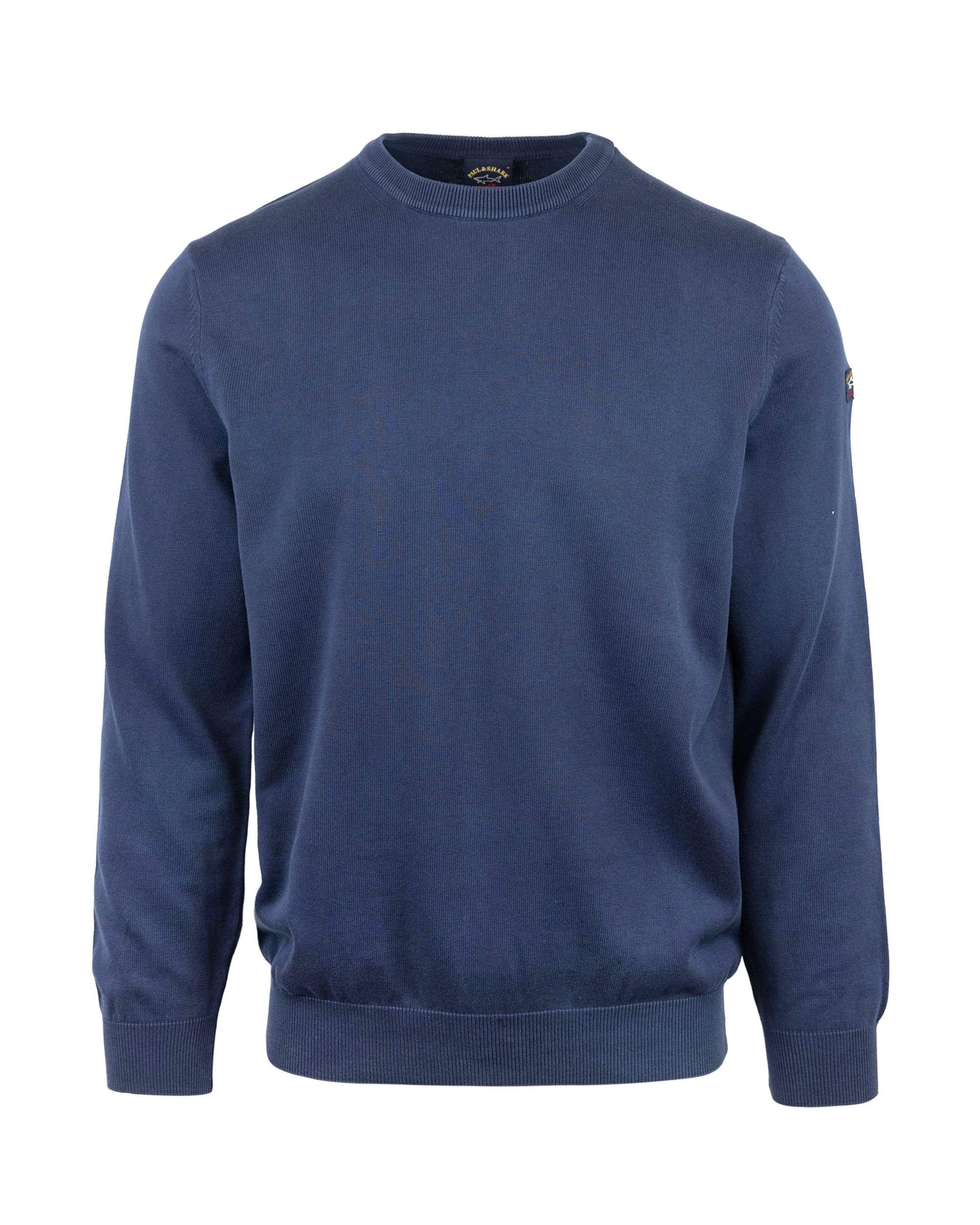 Blue Sweater With Sewn-In Logo Patch