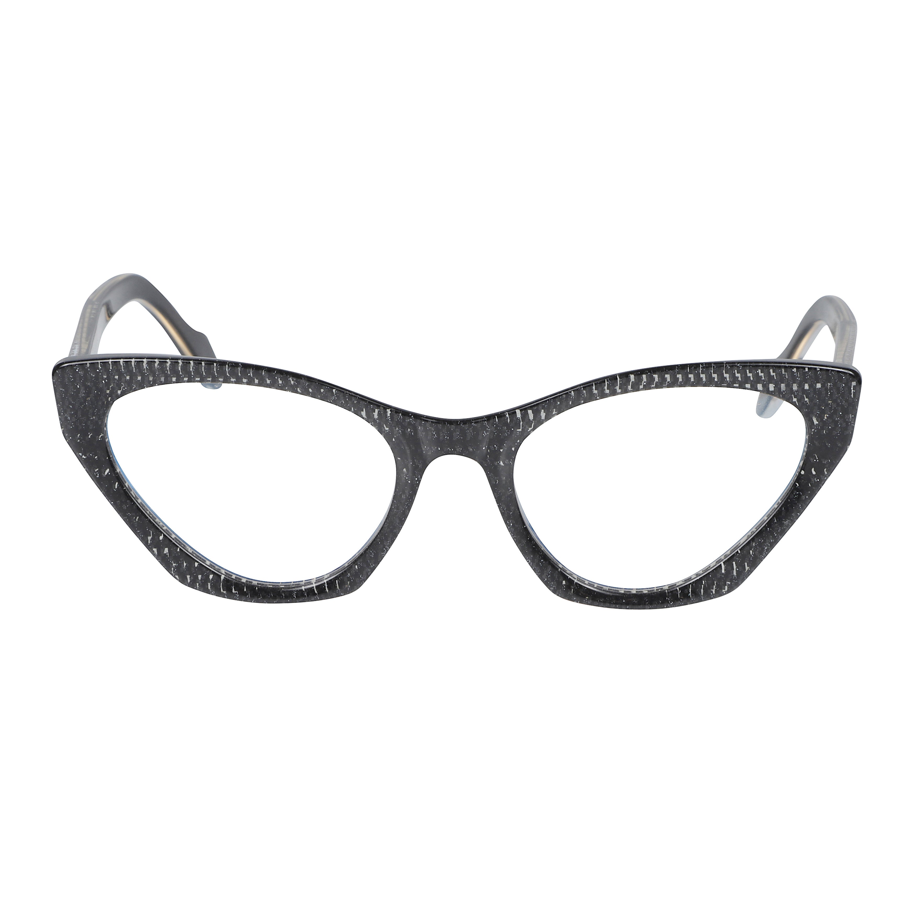 Coachella Glamour Bold Cat-Eye Eyeglasses with Textured Black Finish