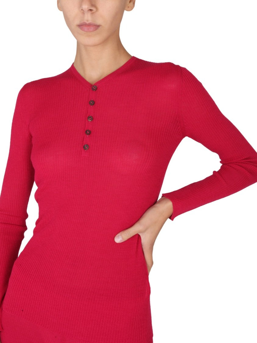 Ribbed V-Neck Slim Fit Shirt