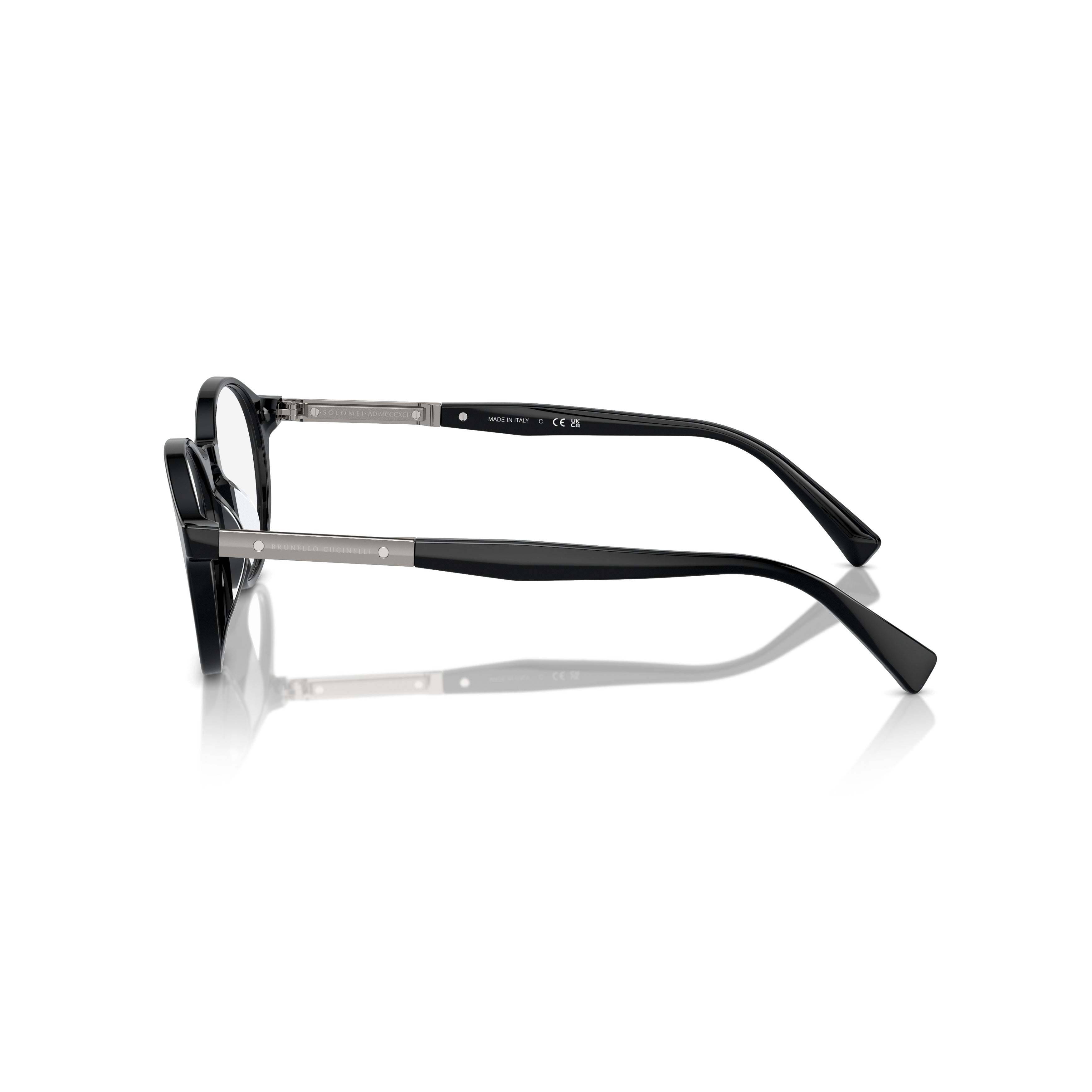 0bc3002 Glossy Black Acetate Round Frame Eyeglasses