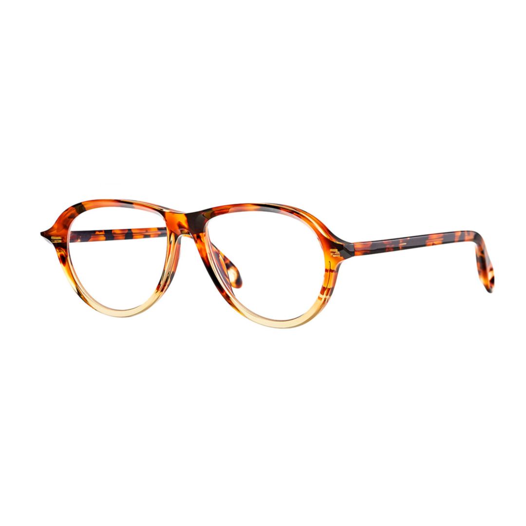 Aube 003 Brown Dalmatian+Transparent Pomelo Round Eyeglass Frames