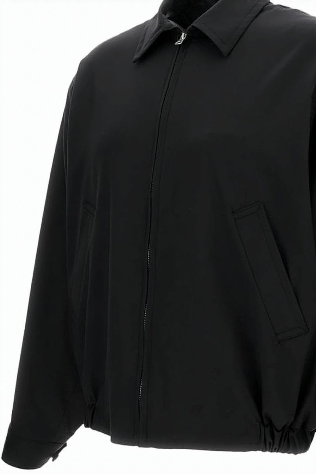 Black Minimalist Wool Slightly Cropped Jacket