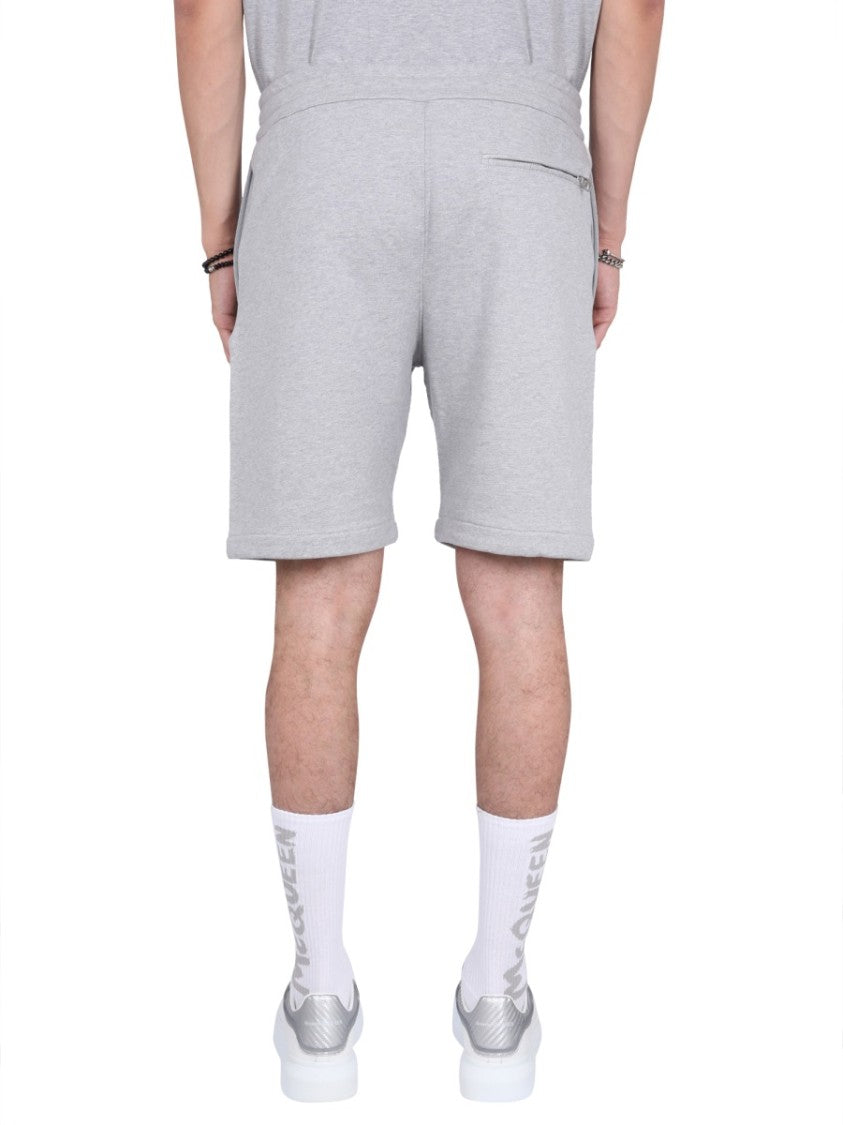 Bermuda Shorts With Graffiti Logo Print