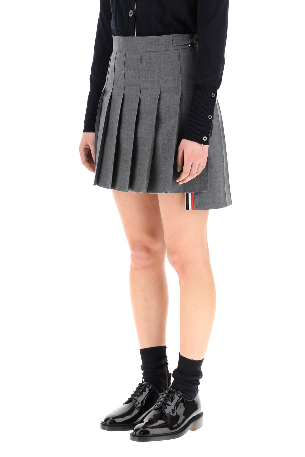 Pleated Tailored Skirt in Refined Wool Fabric