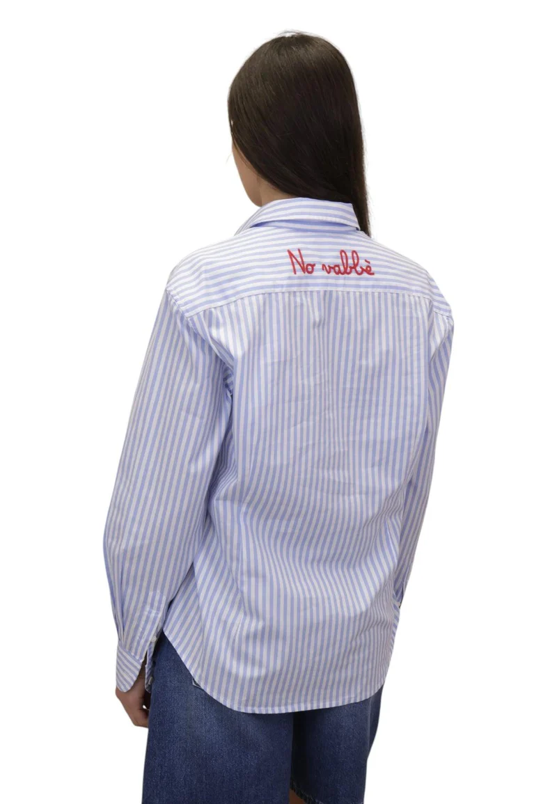 Classic Striped Button-Up Shirt with Embroidered Detail