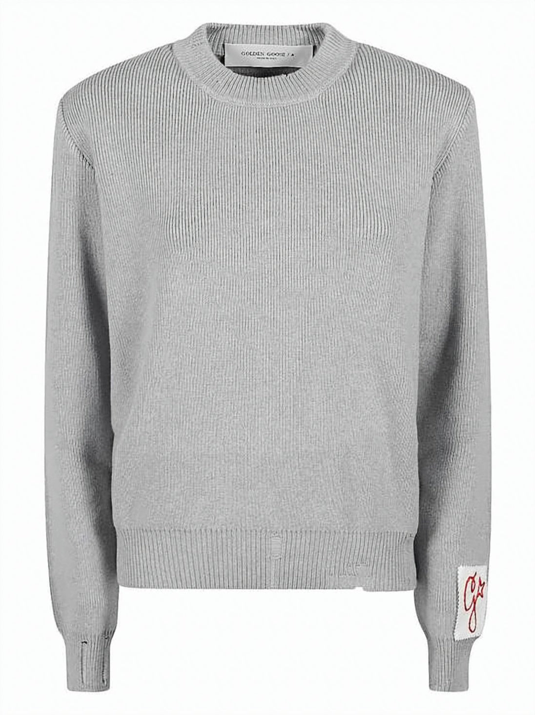 Ribbed Knit Sweater with Distressed Details