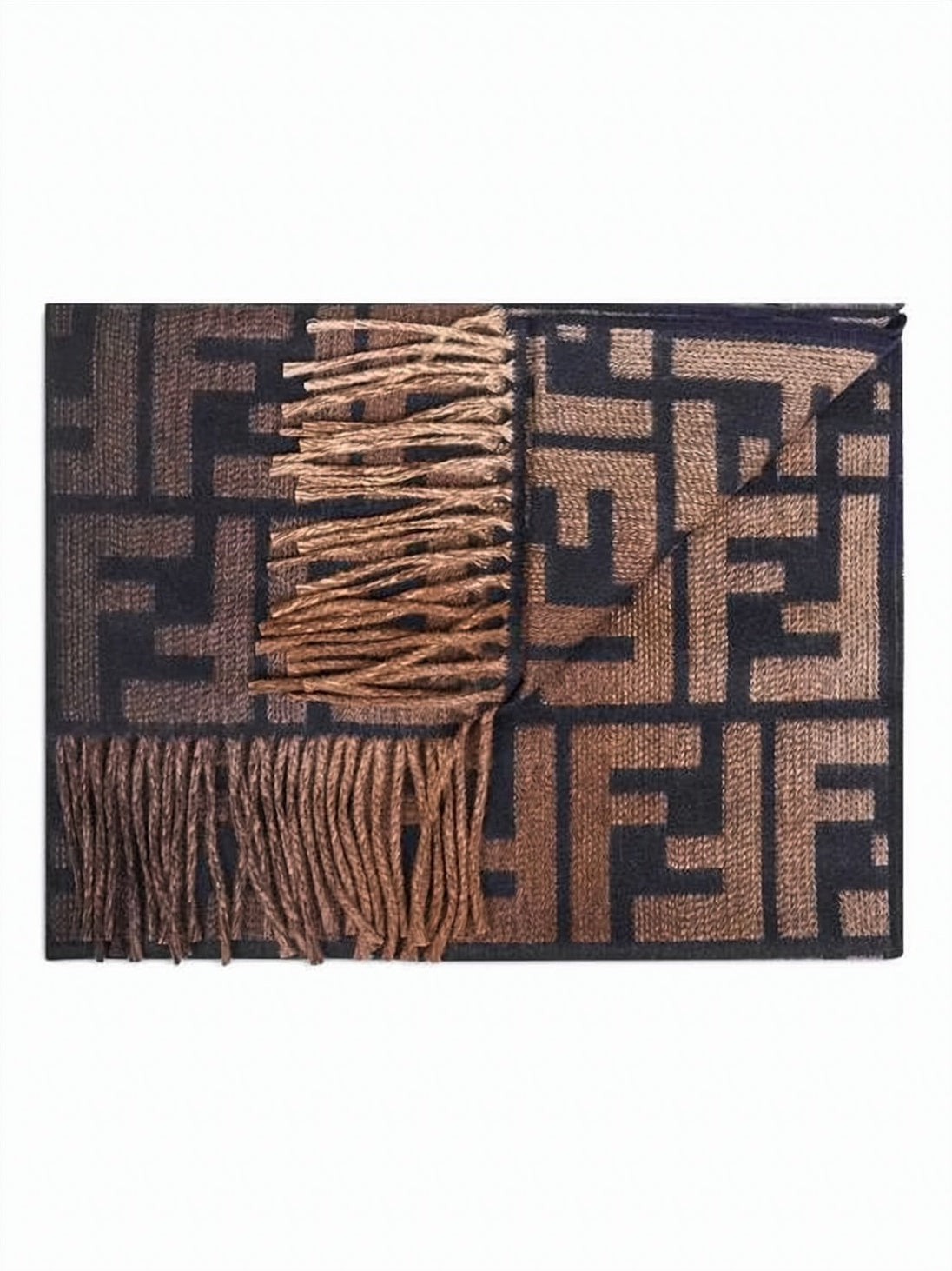 Geometric Patterned Wool And Cashmere Scarf