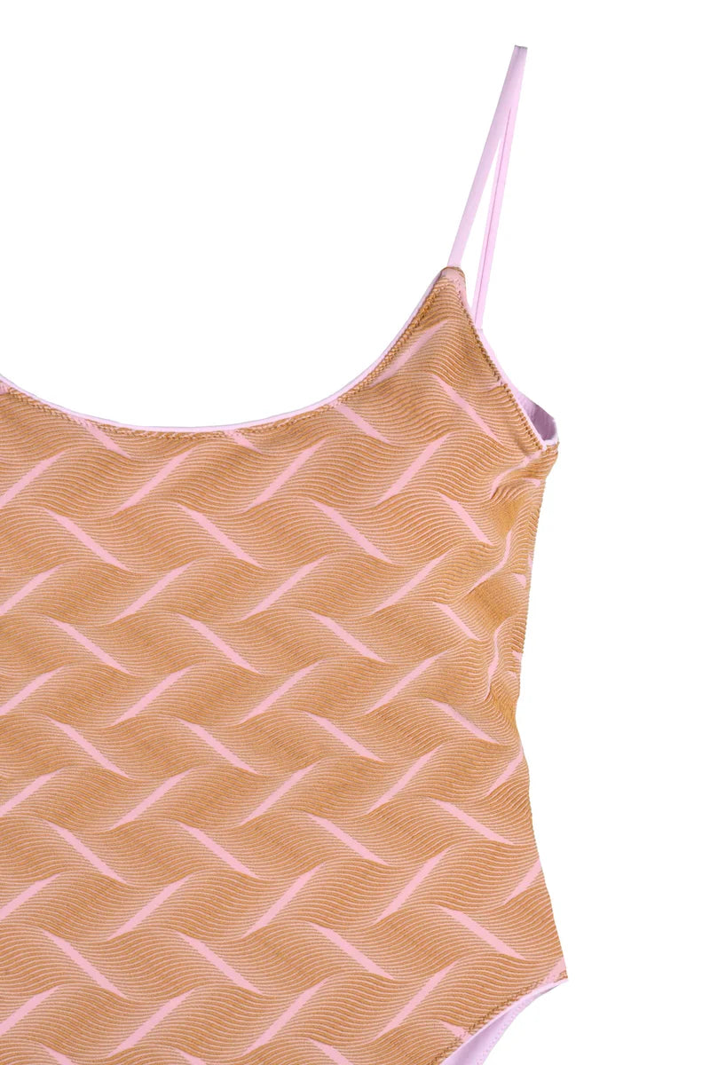 Sucrette One-Piece Swimsuit with Wave Pattern