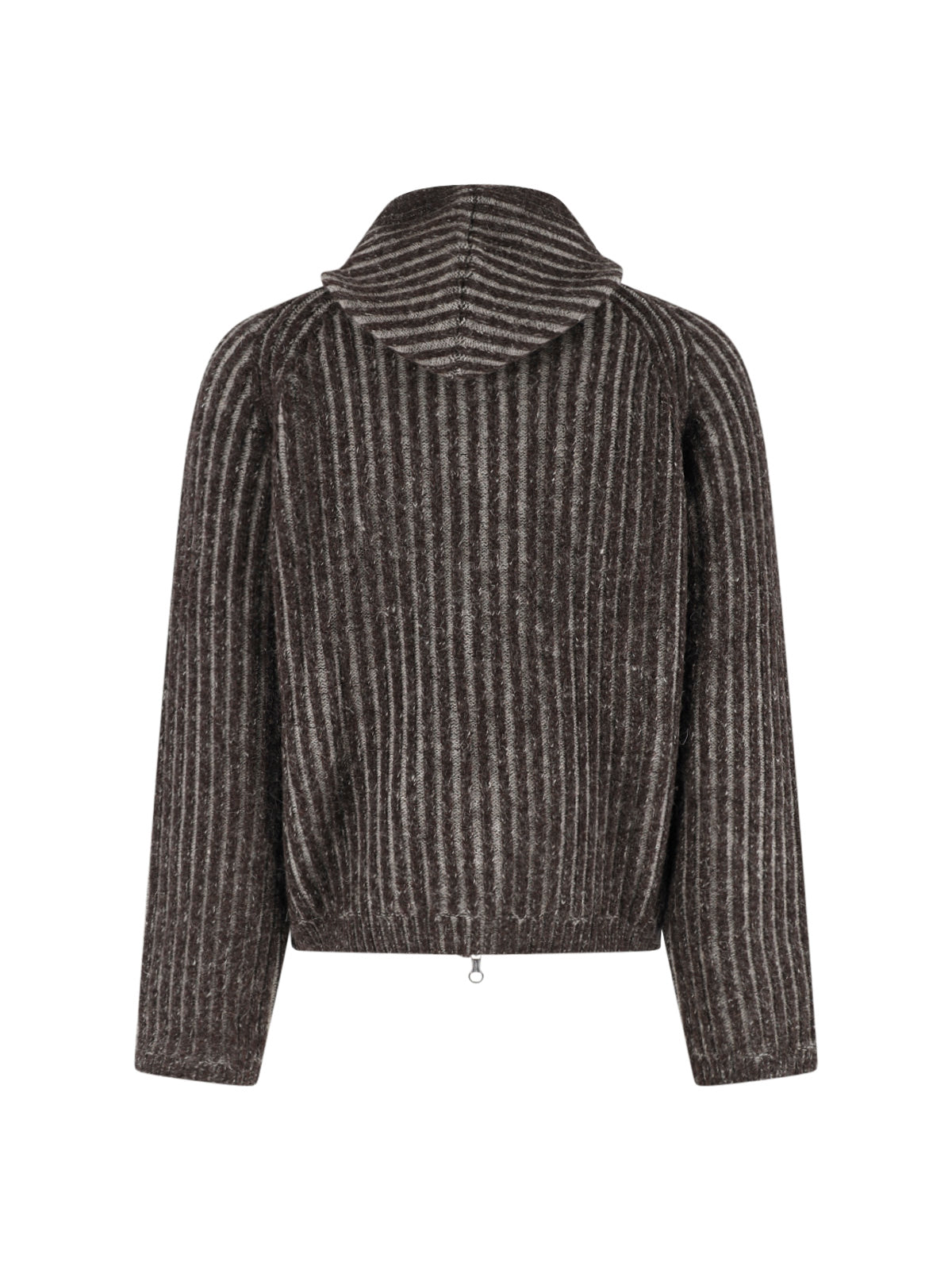 Grey Cropped Textured Ribbed Sweater