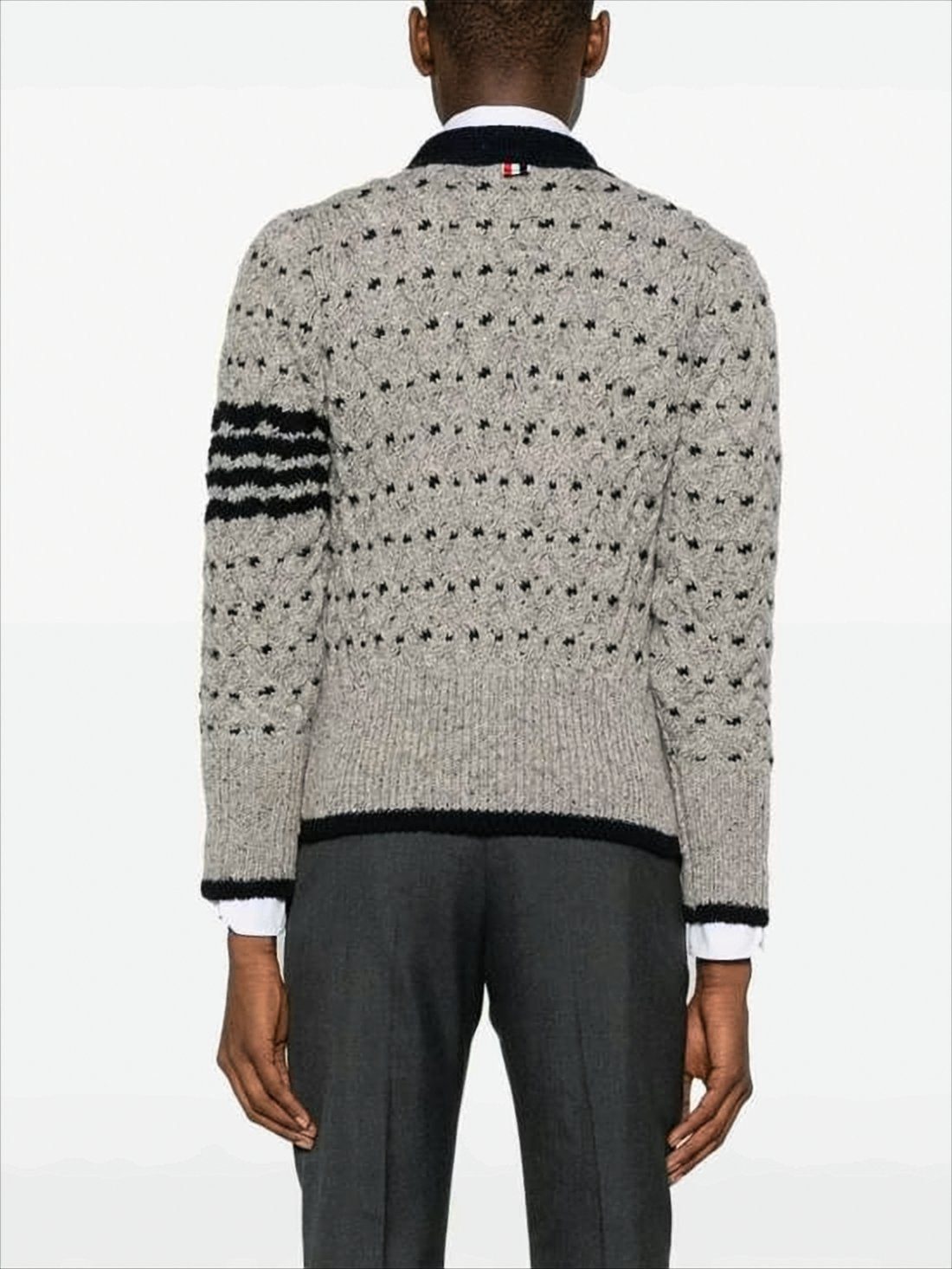 Textured Knit Cardigan with Deep V-Neckline