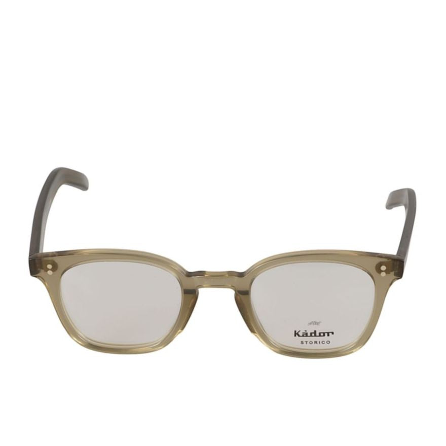 Klassiko Translucent Brown Rectangular Frame Eyeglasses with Metallic Rivets