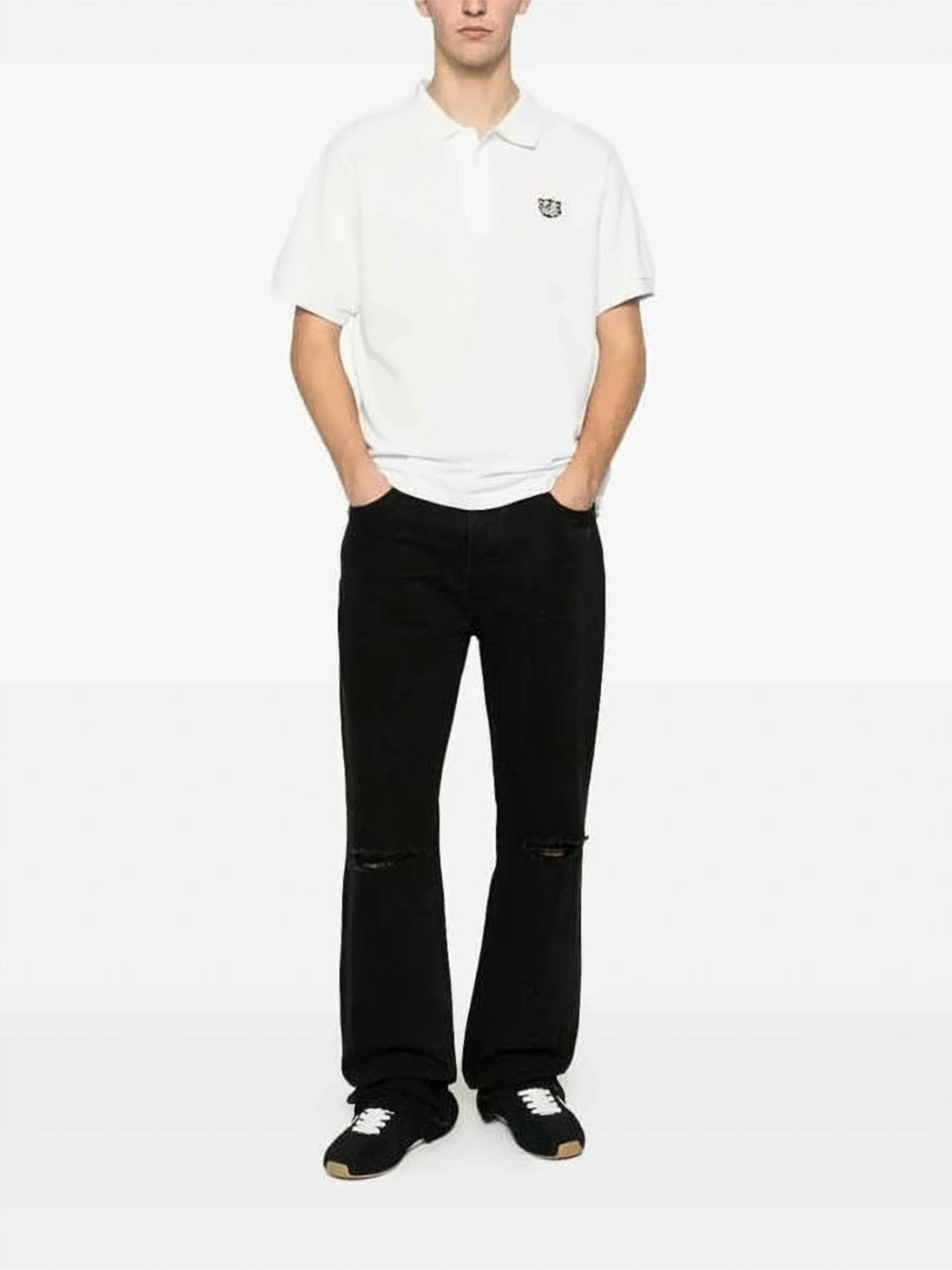 Short-Sleeve Polo Shirt with Embroidered Emblem