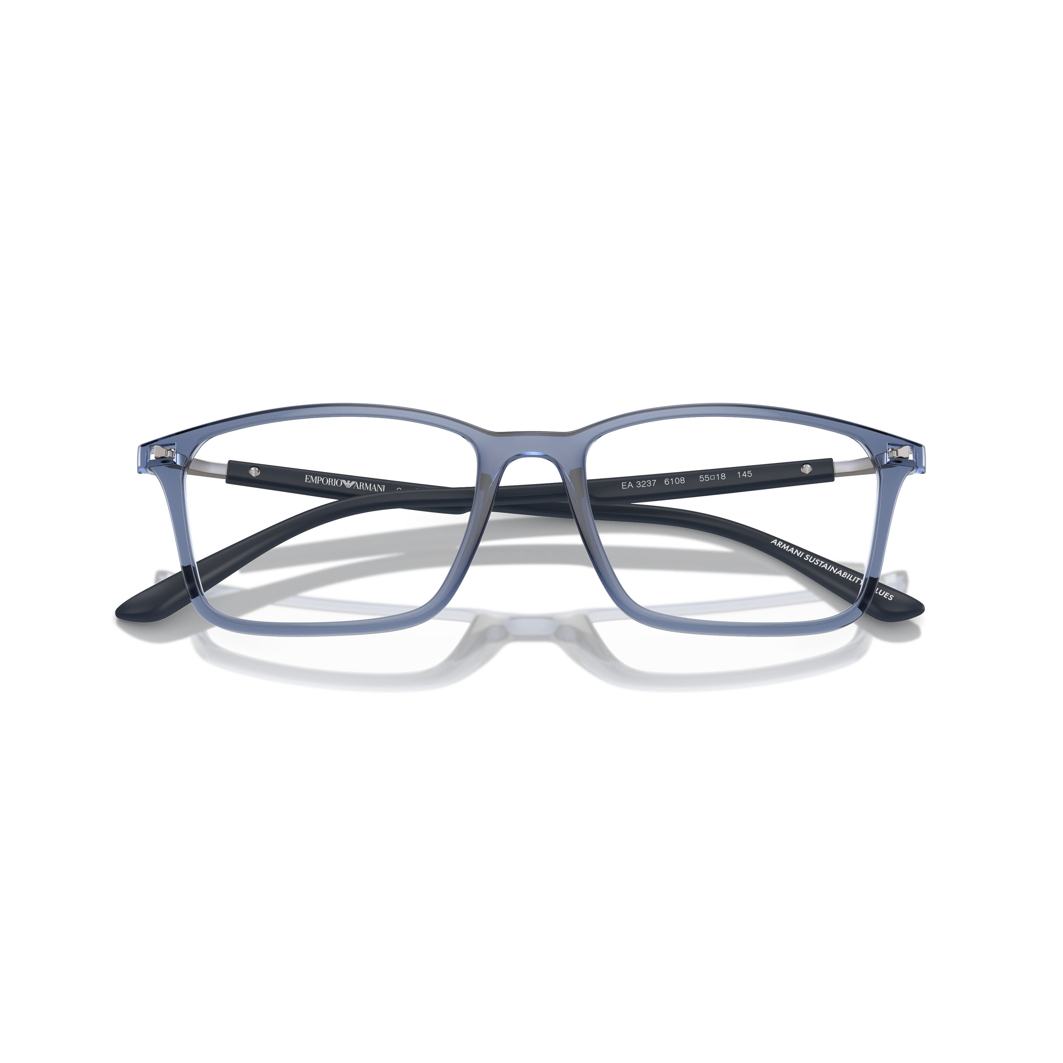 0ea3237 Translucent Blue Rectangular Sunglasses with Slim Temples