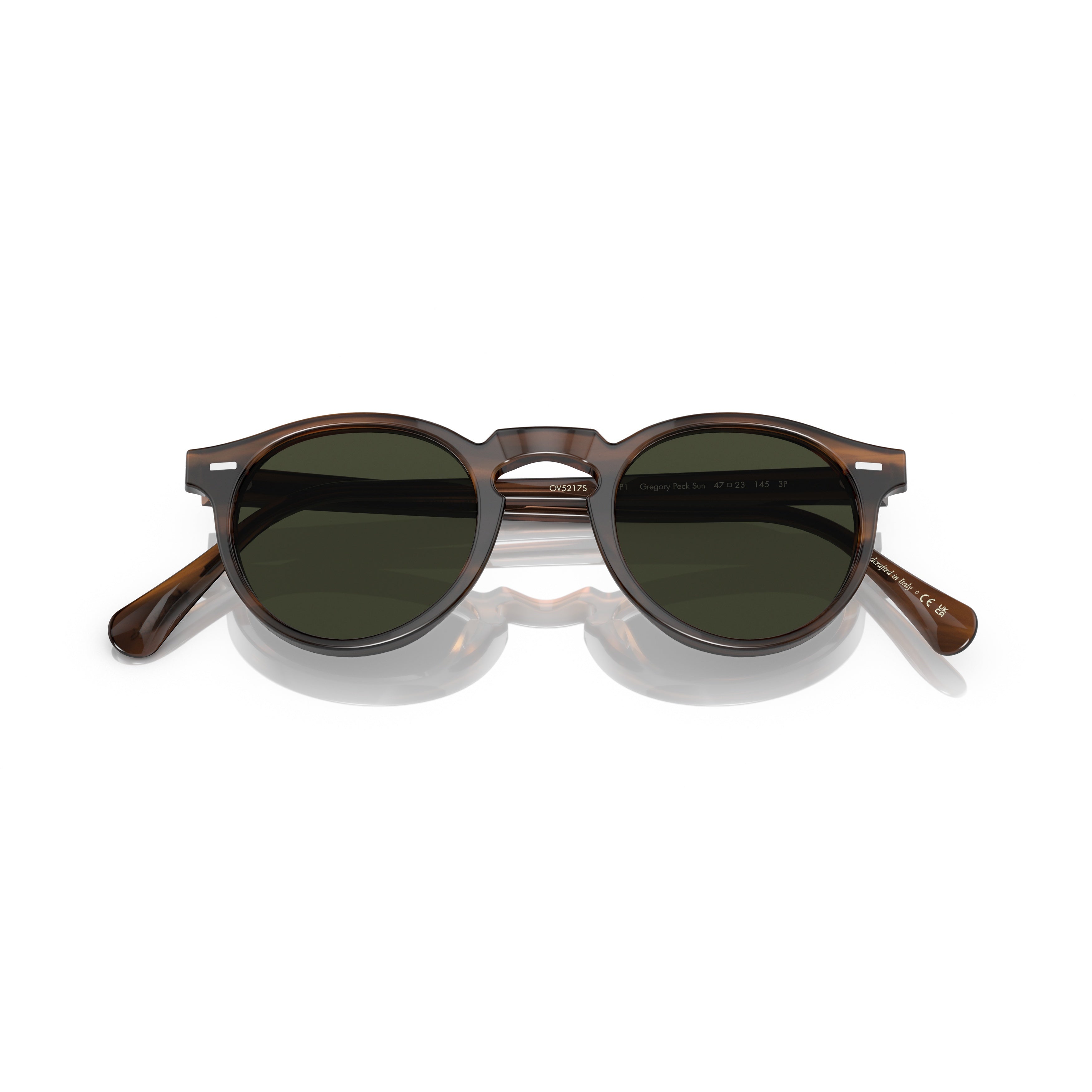 0ov5217s Tortoiseshell Acetate Round Sunglasses with Silver Accents
