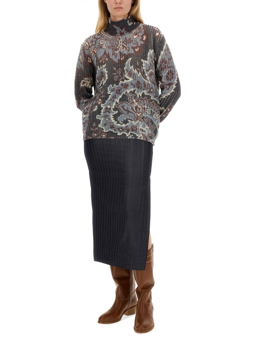 Oversized Floral Pattern Wool Sweater