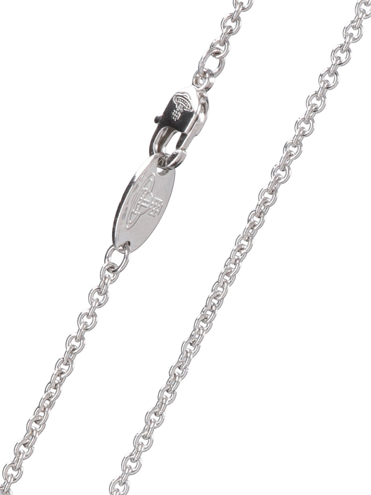 Silver Orb Pendant Strass Brass Necklace