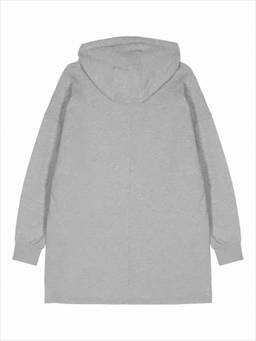 Relaxed Grey Midi Dress in Soft Cotton Fabric