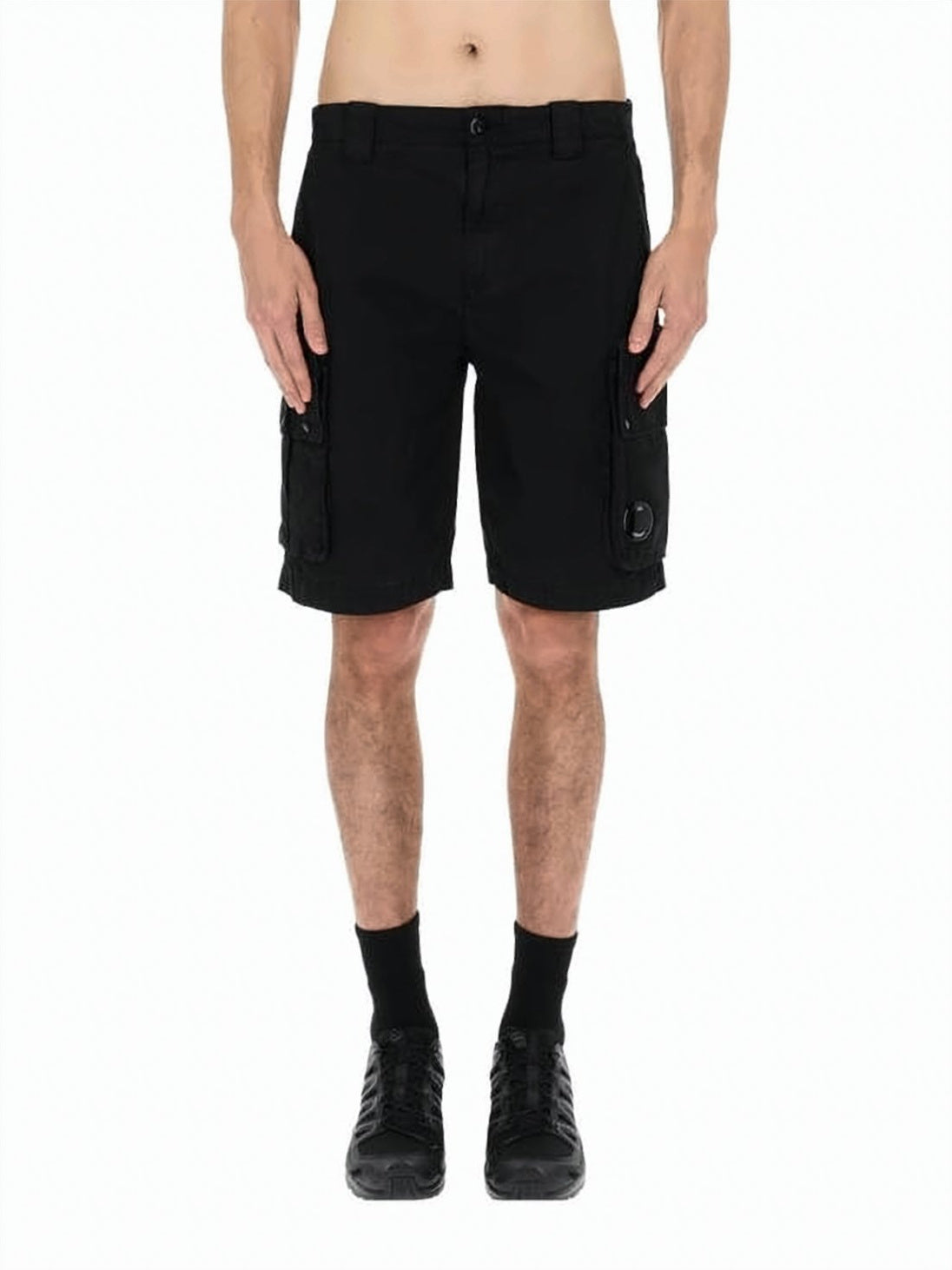 Relaxed Fit Olive Shorts with Button Closure